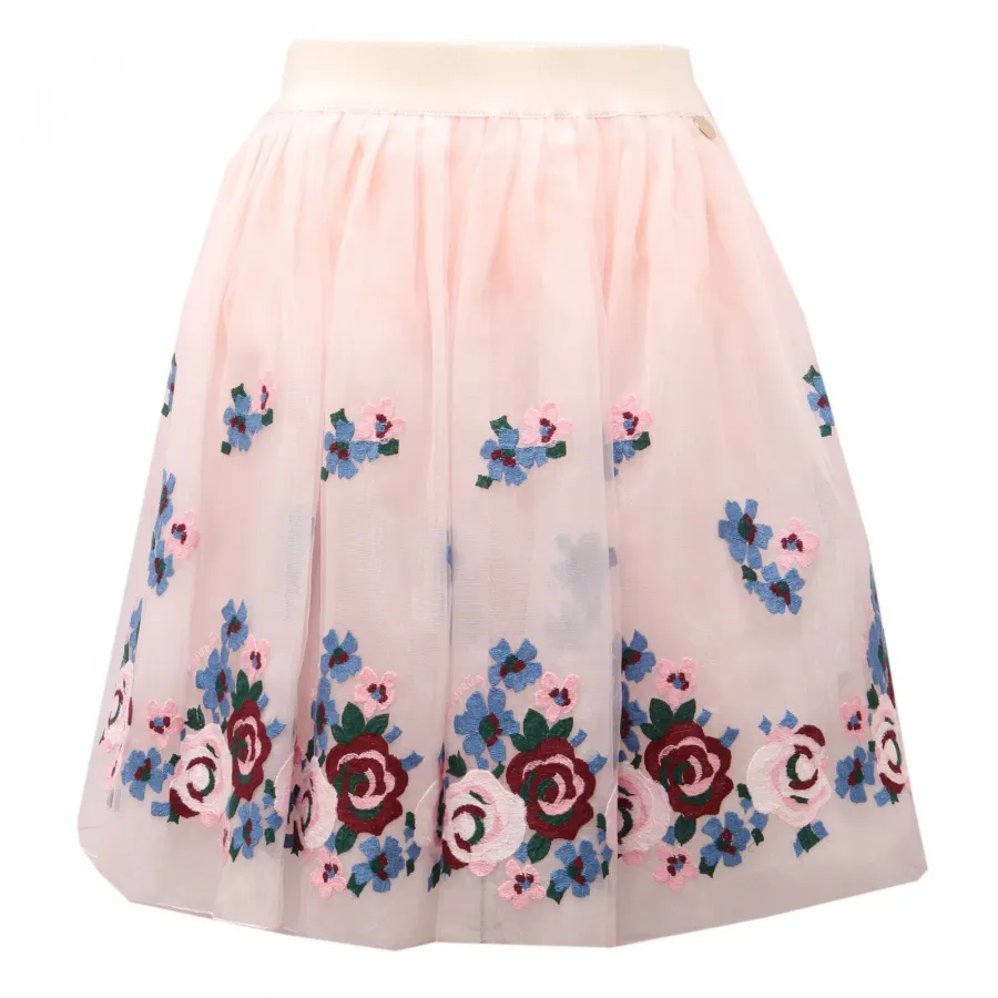 0770AD gonna bimba girl SIMONETTA tulle pink multicolor embroidered skirt kids