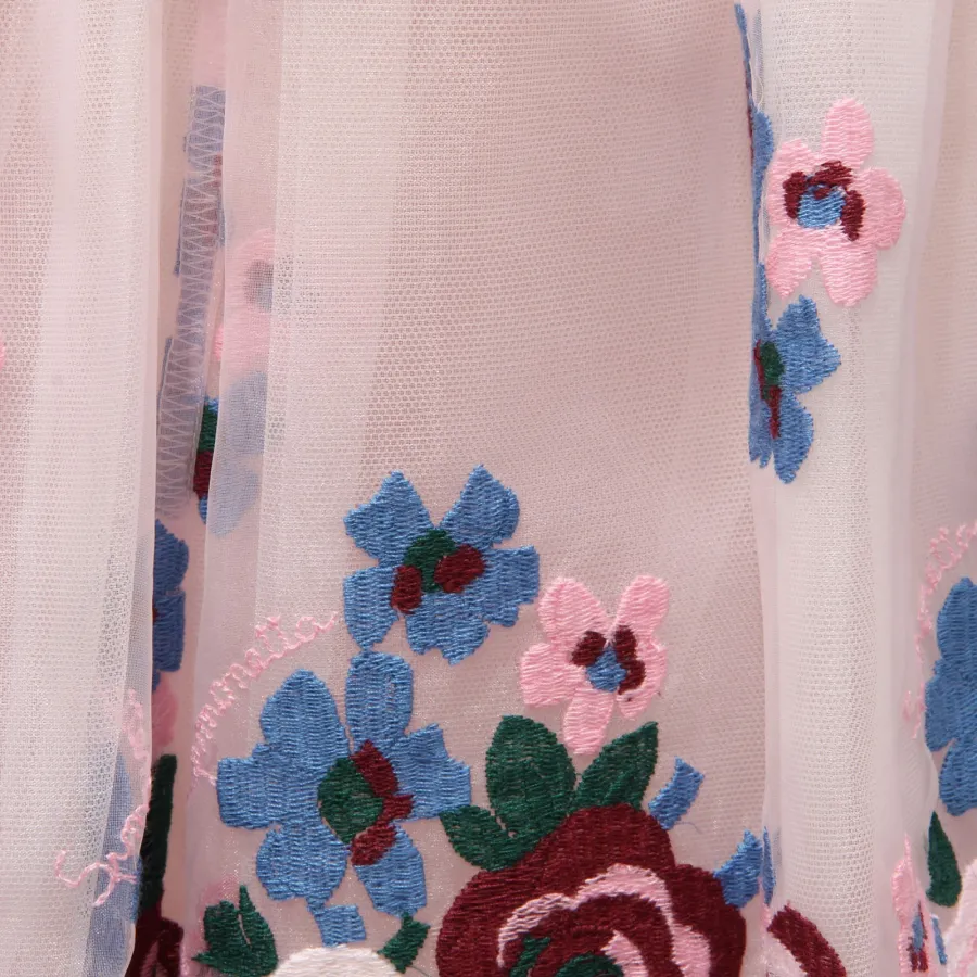 0770AD gonna bimba girl SIMONETTA tulle pink multicolor embroidered skirt kids