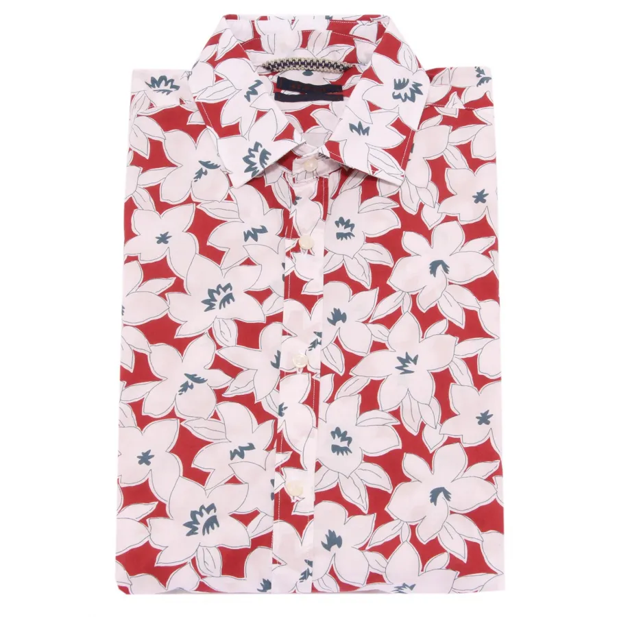 1751X camicia uomo AT.P.CO white/red cotton shirt man