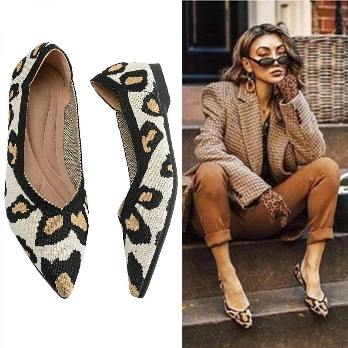 2022 Donna Scarpe a punta in maglia Scarpe basse da donna Scarpe da balletto Mocassino Scarpe di colore misto Scarpe morbide in