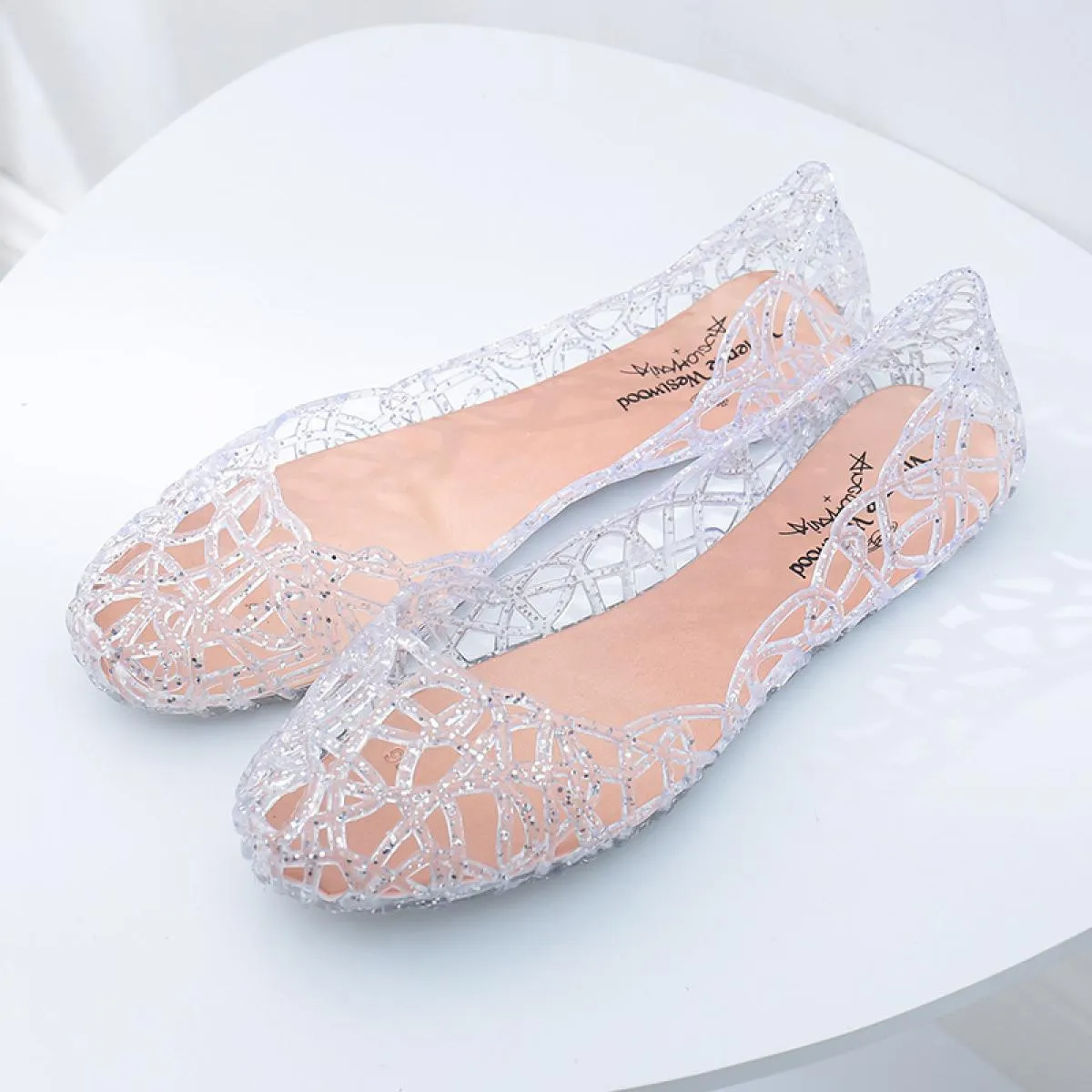 2023 Nuove Donne Sandali Scarpe di Gelatina Traspirante Appartamenti di Scarpe Da Donna Scava Fuori Slip Moda Scarpe Da Donna Ca