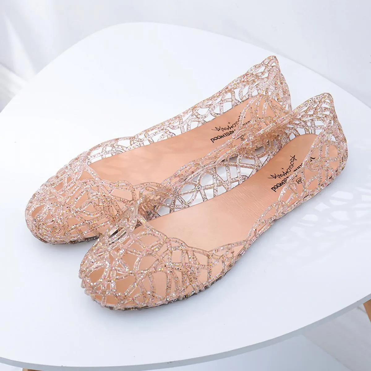 2023 Nuove Donne Sandali Scarpe di Gelatina Traspirante Appartamenti di Scarpe Da Donna Scava Fuori Slip Moda Scarpe Da Donna Ca