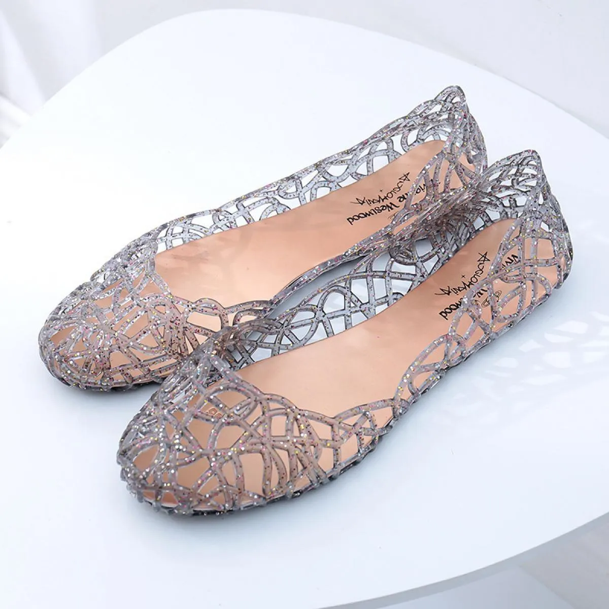 2023 Nuove Donne Sandali Scarpe di Gelatina Traspirante Appartamenti di Scarpe Da Donna Scava Fuori Slip Moda Scarpe Da Donna Ca