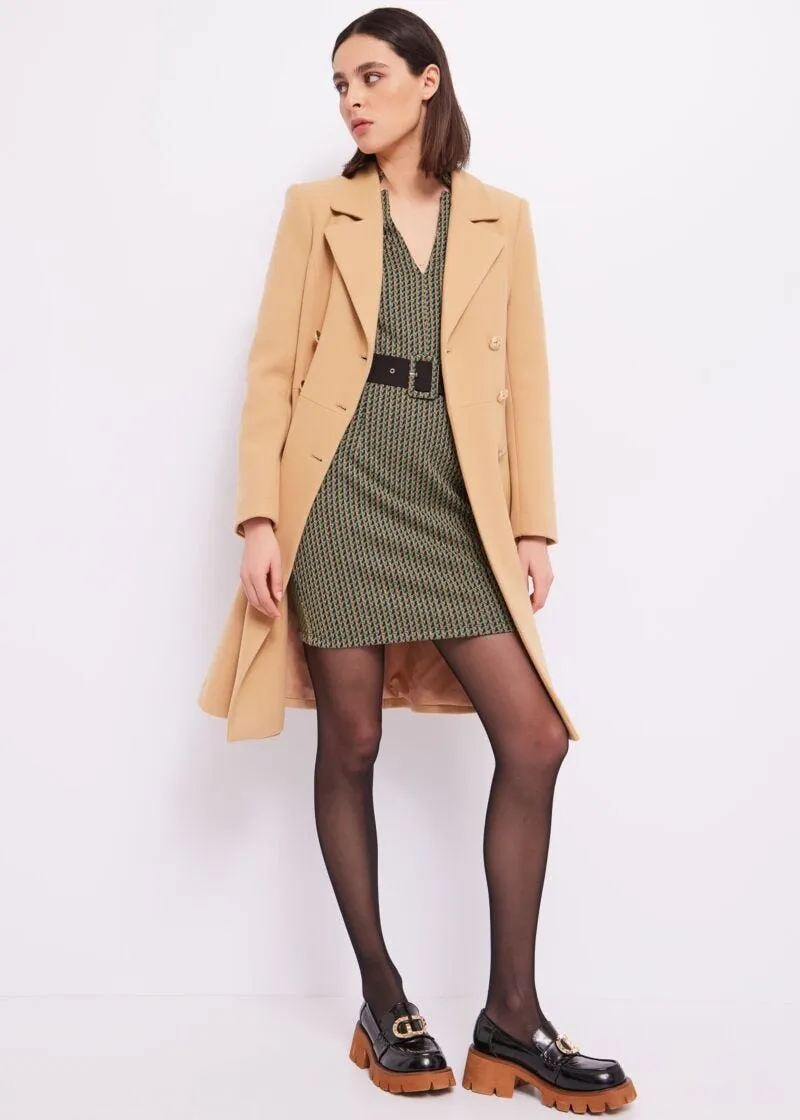 Abito jacquard con cintura