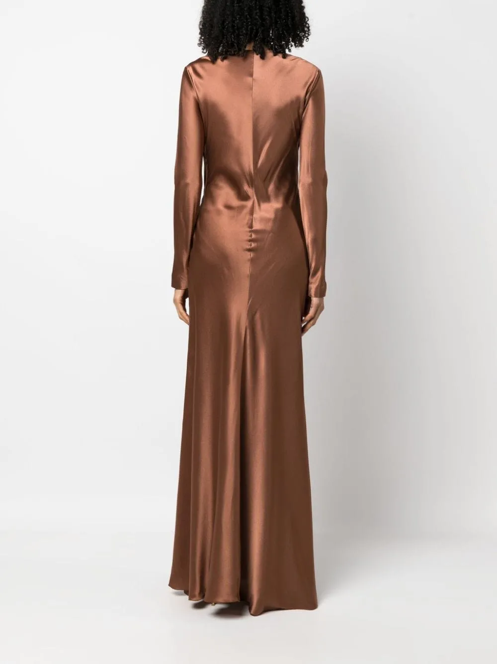 Abito lungo drappeggiato in marrone - donna