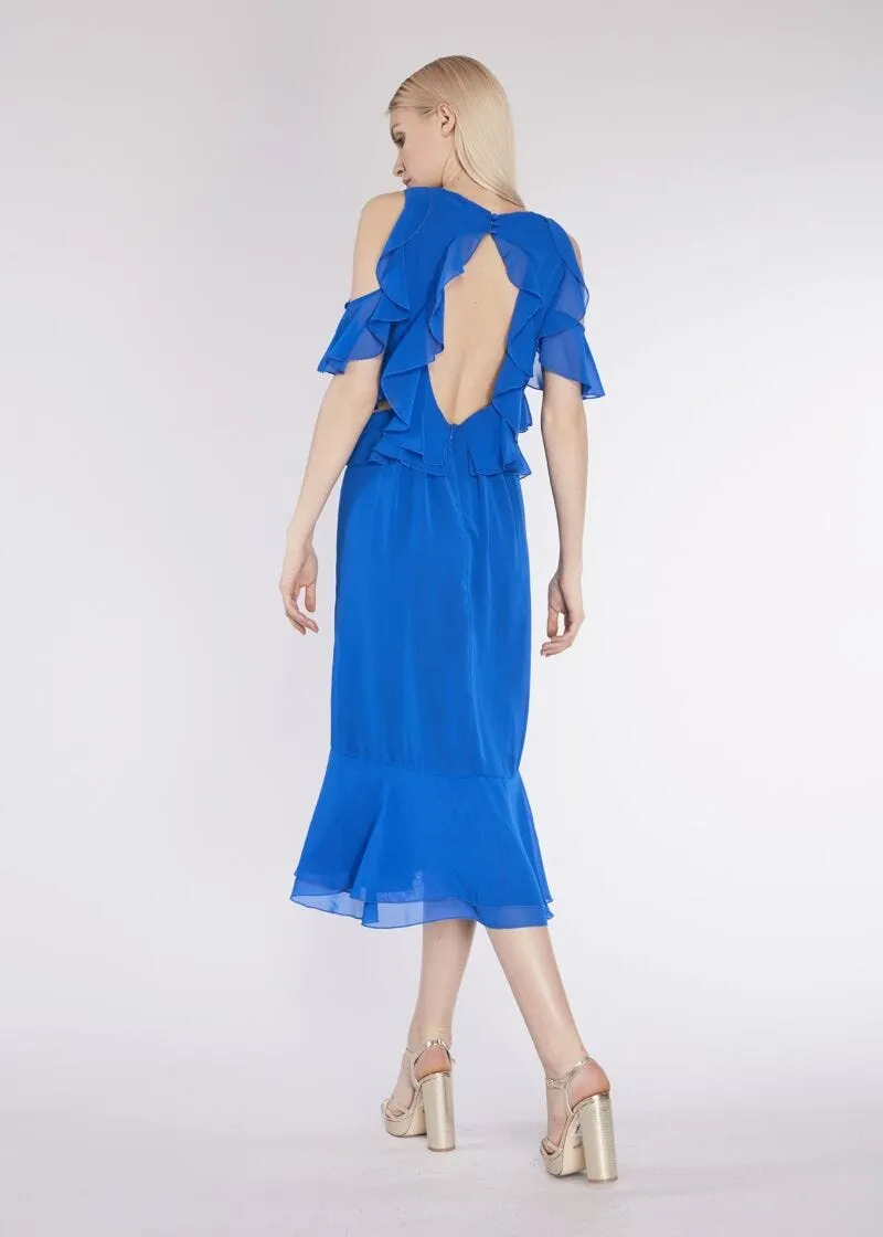 Abito lungo in georgette con balze