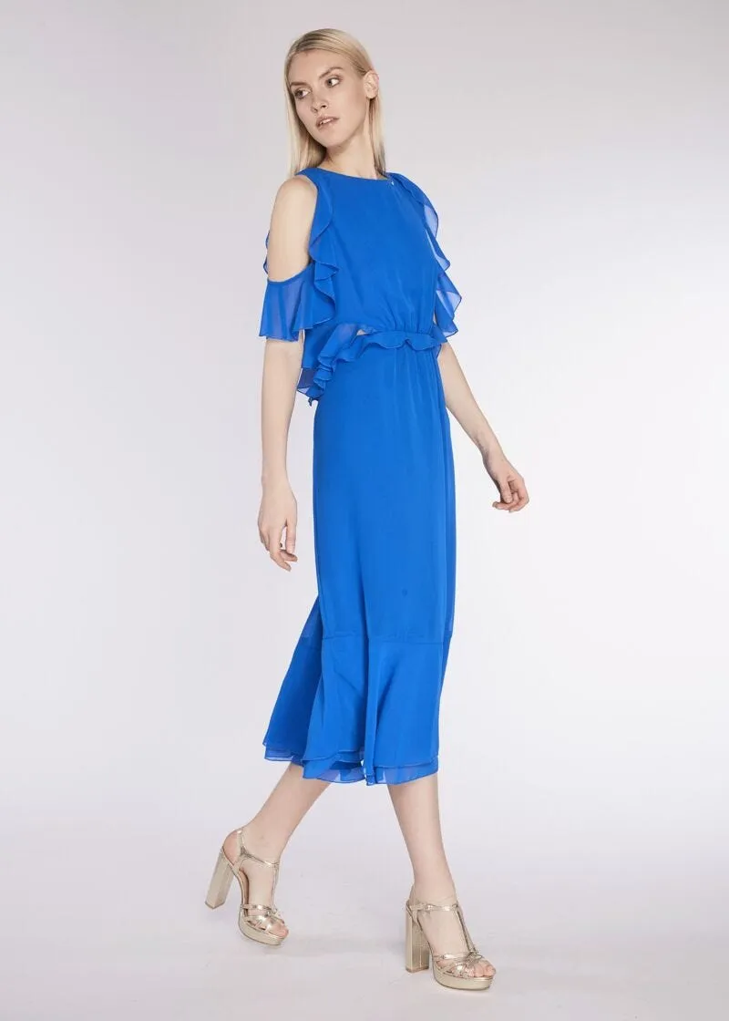 Abito lungo in georgette con balze