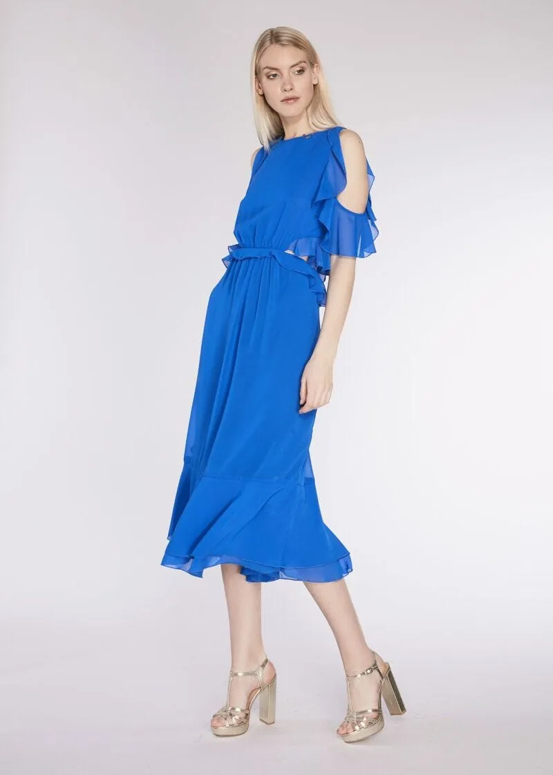 Abito lungo in georgette con balze