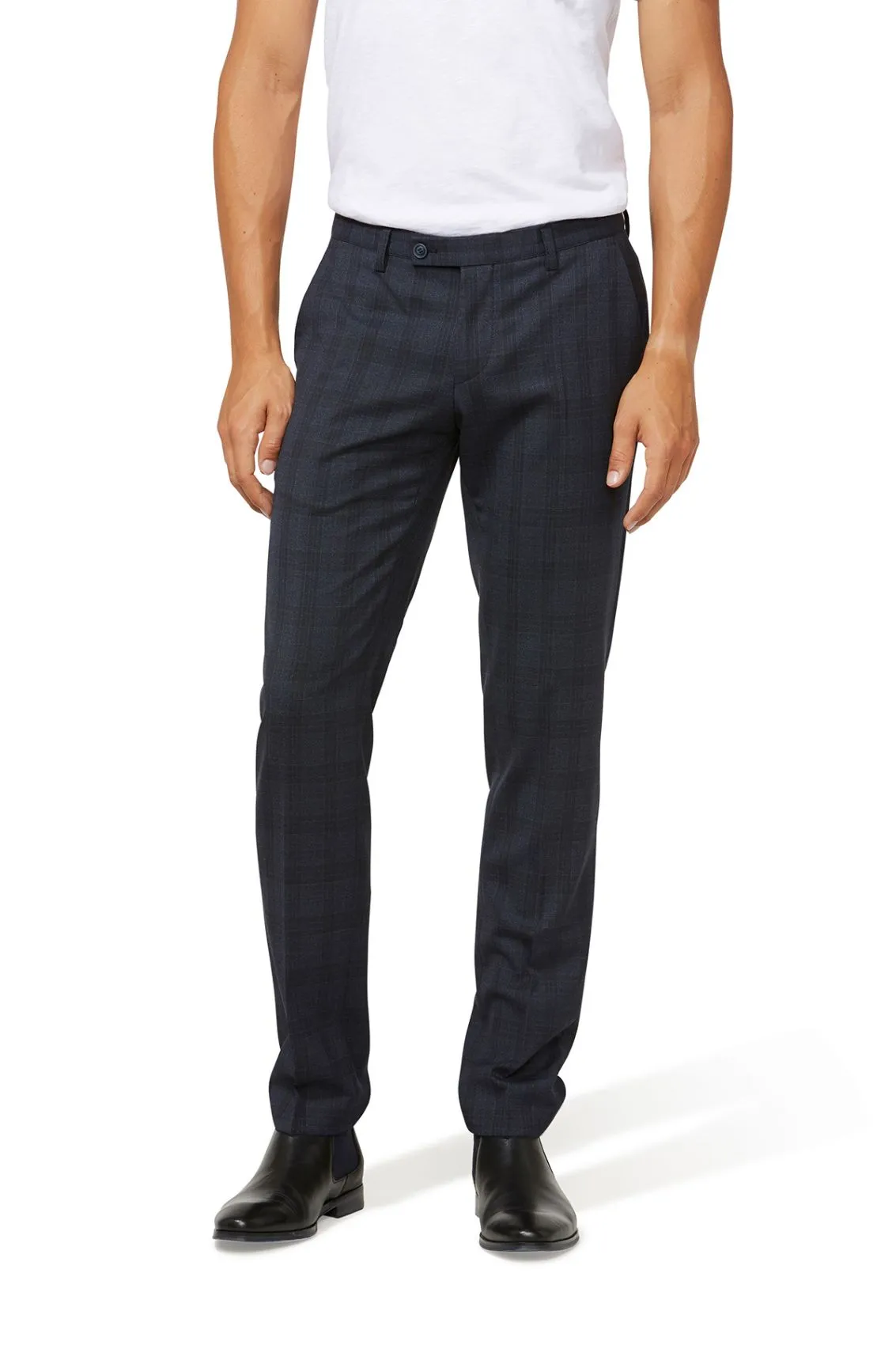 Abito moda slim fit digel blu a quadri con panciotto