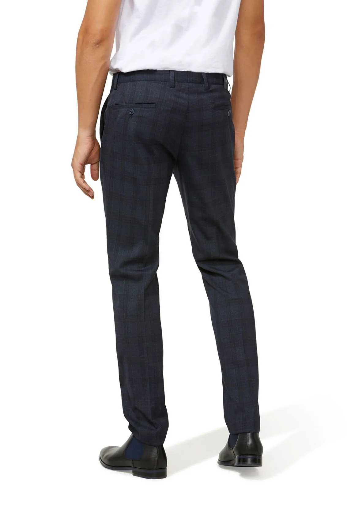 Abito moda slim fit digel blu a quadri con panciotto