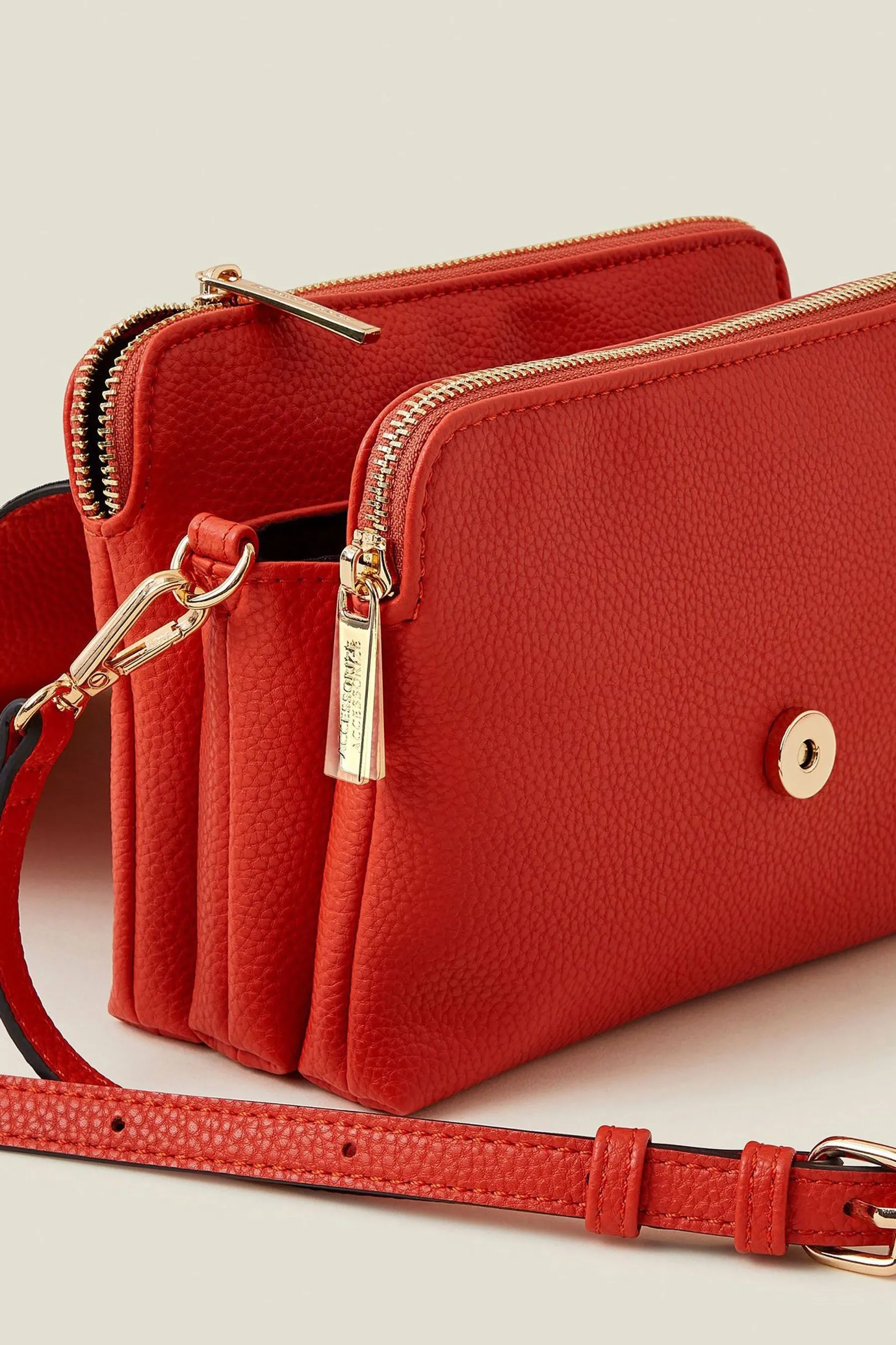 Accessorize Arancione - Borsa a tracolla con doppia zip