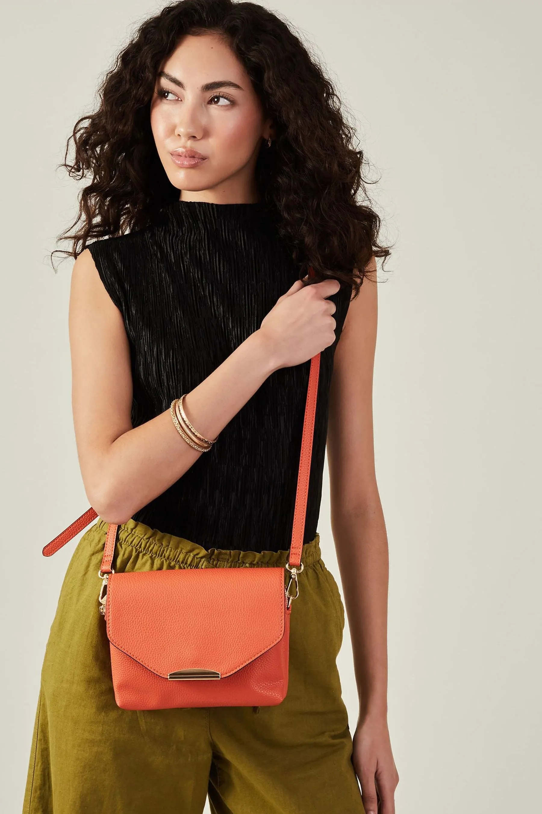 Accessorize Arancione - Borsa a tracolla con doppia zip