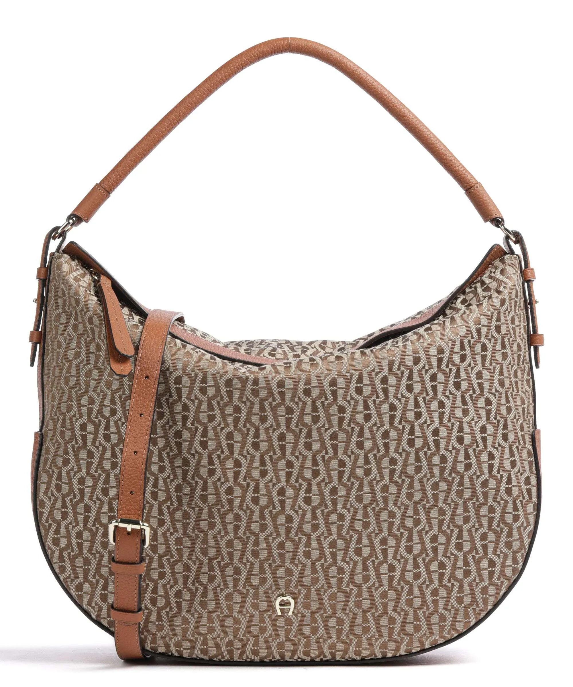  Aigner Estella Borsa hobo tissu, pelle di vacchetta grana marrone  
