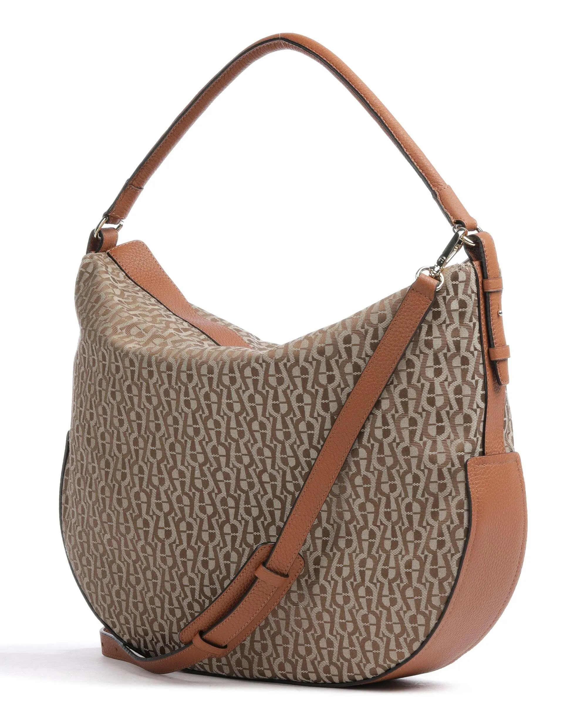  Aigner Estella Borsa hobo tissu, pelle di vacchetta grana marrone  