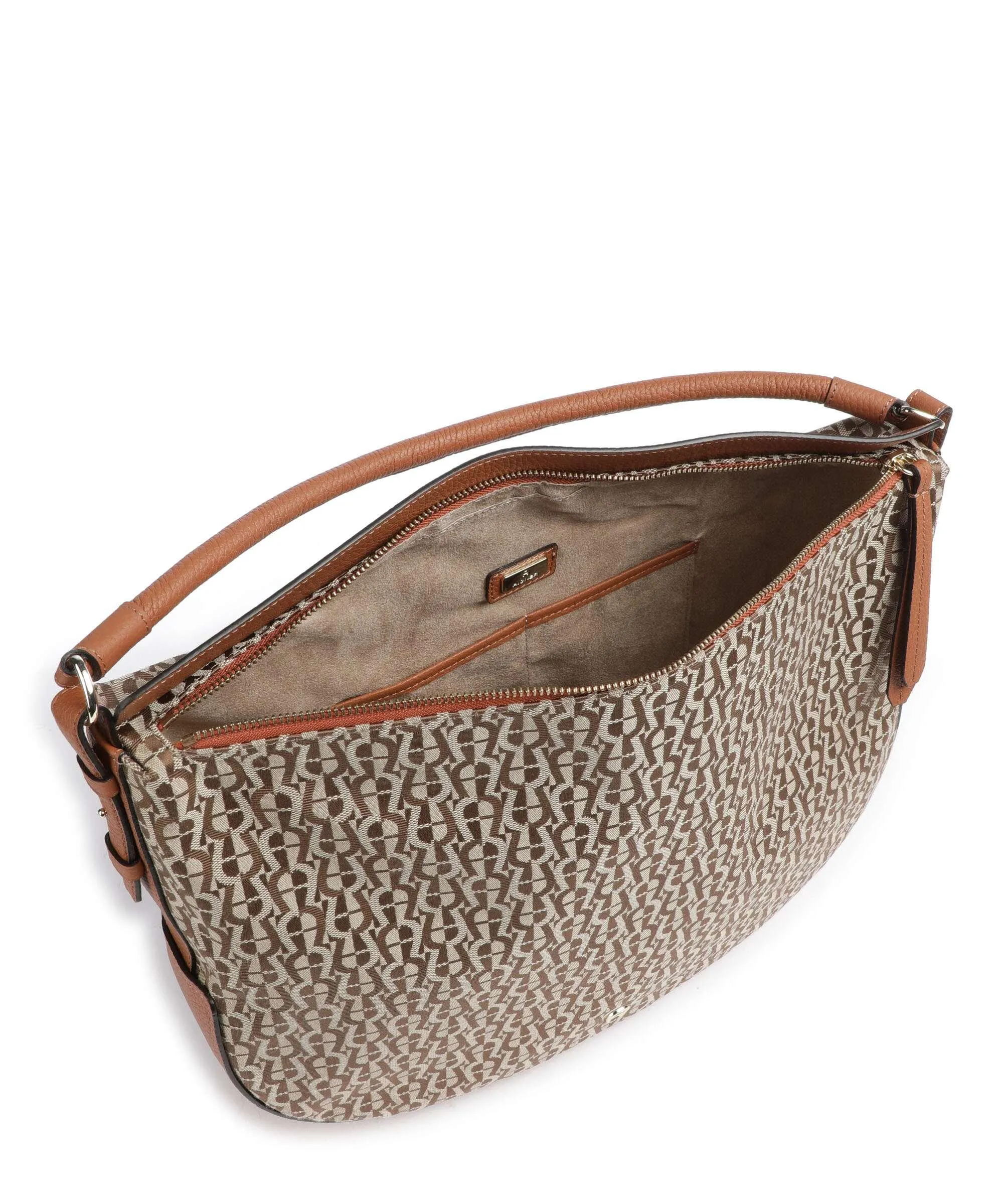  Aigner Estella Borsa hobo tissu, pelle di vacchetta grana marrone  