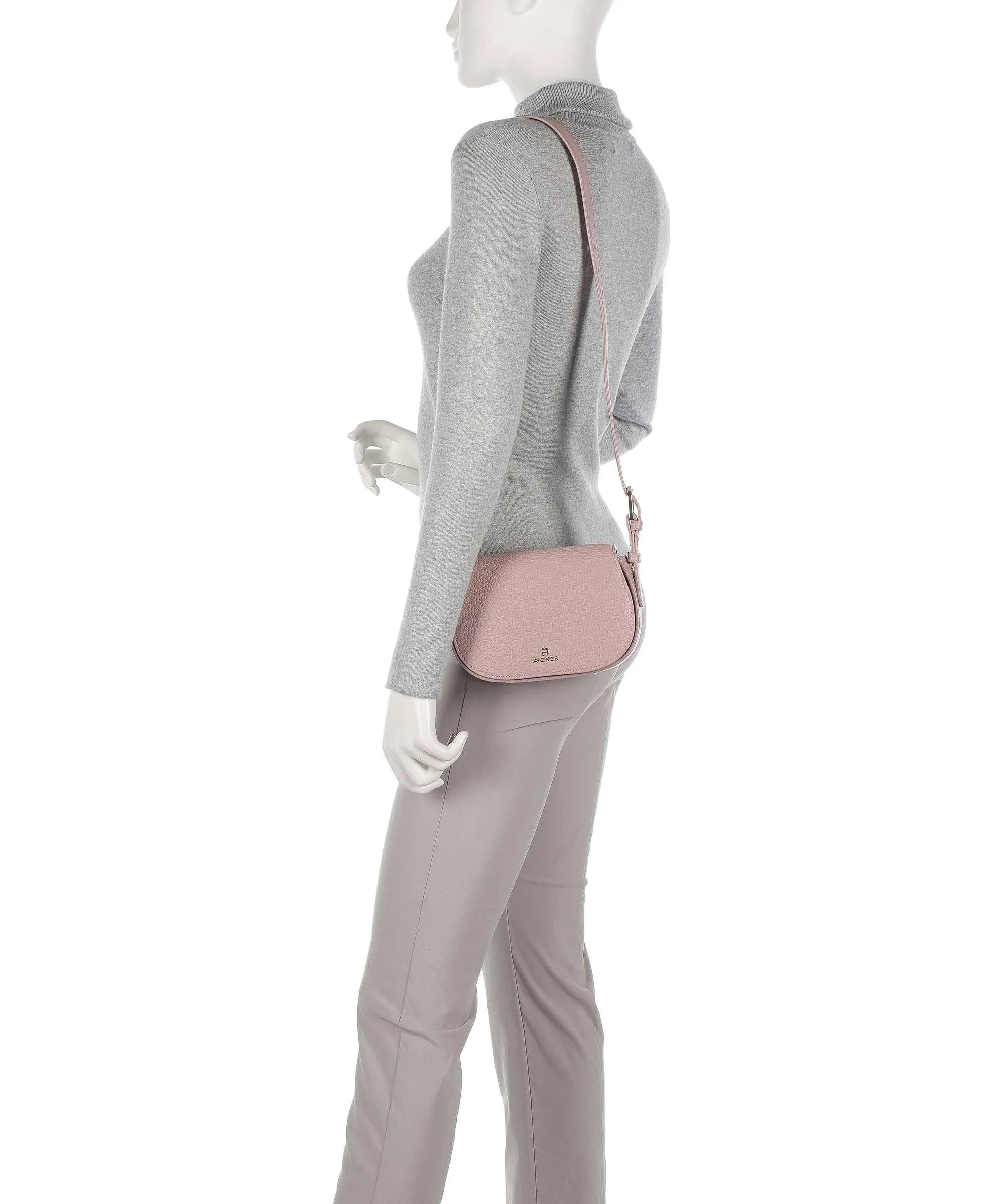  Aigner Ivy S Borsa a tracolla pelle di vacchetta grana rosa  