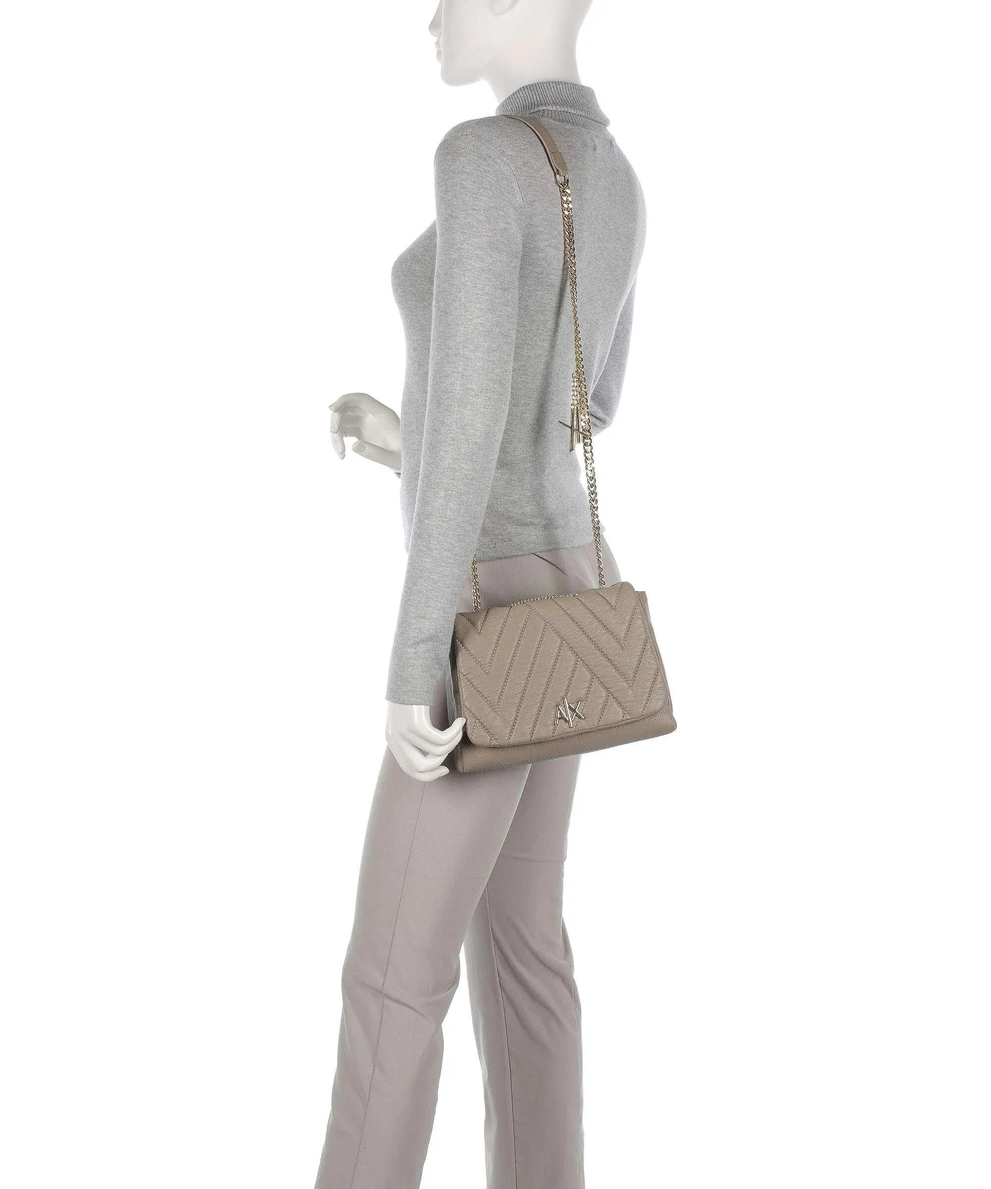  Armani Exchange Borsa a spalla pelle sintetica taupe  