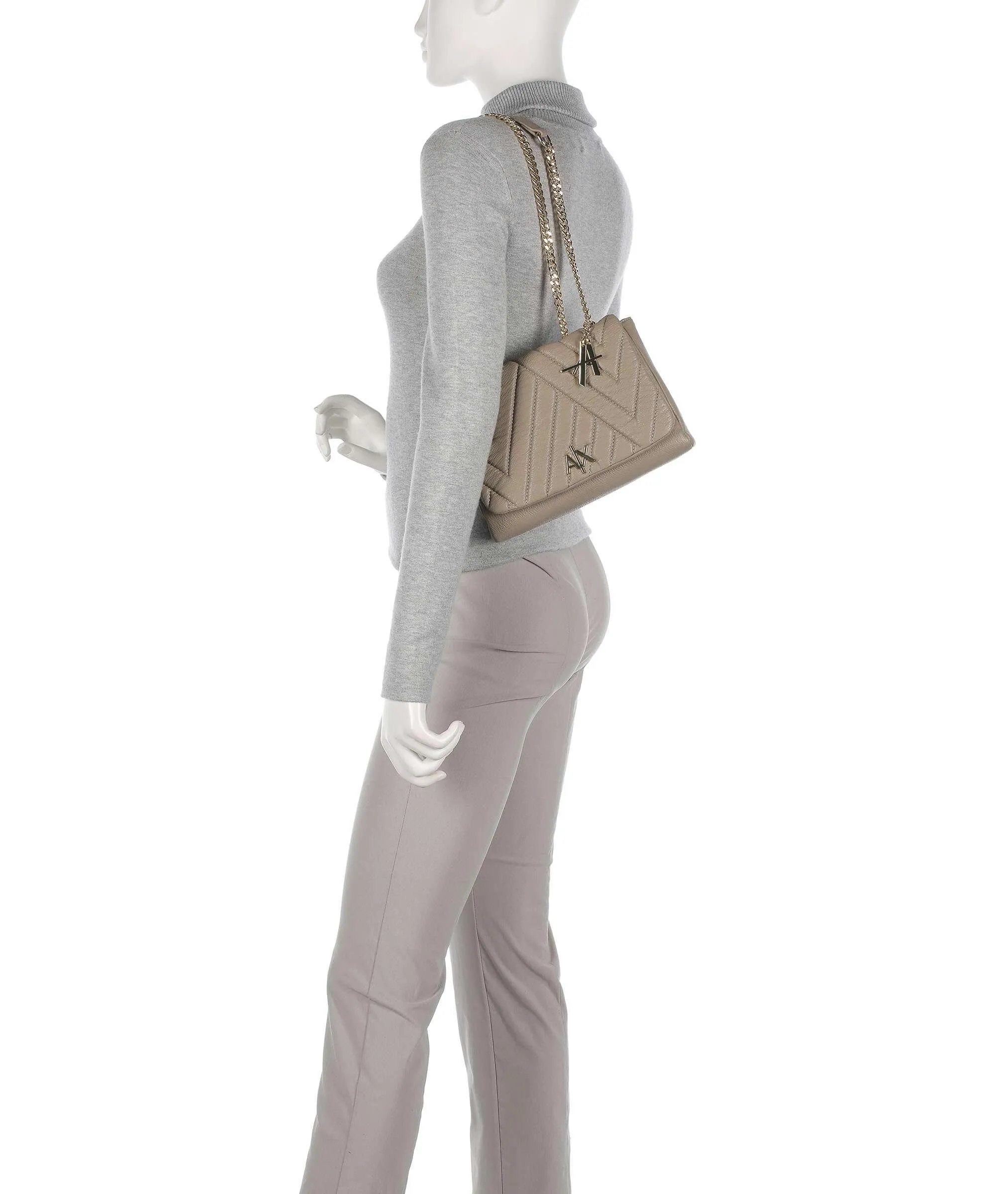  Armani Exchange Borsa a spalla pelle sintetica taupe  
