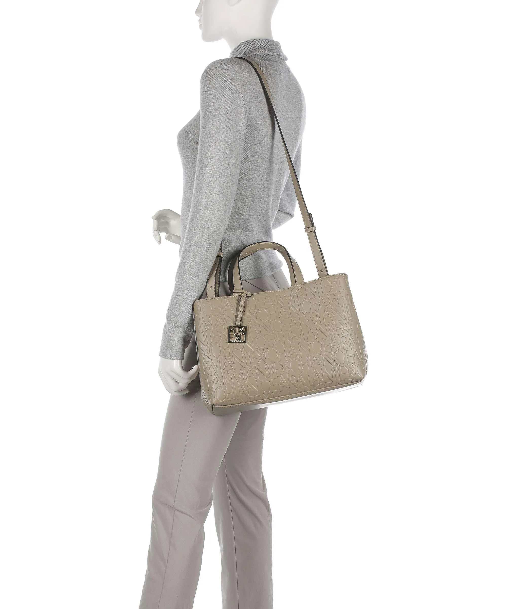  Armani Exchange Liz M Borsa a mano pelle sintetica taupe  