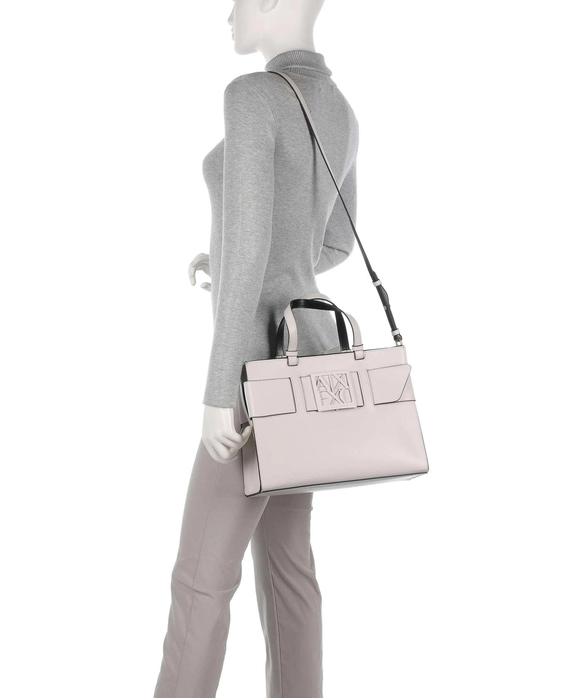  Armani Exchange Susie Borsa a mano pelle sintetica avorio  