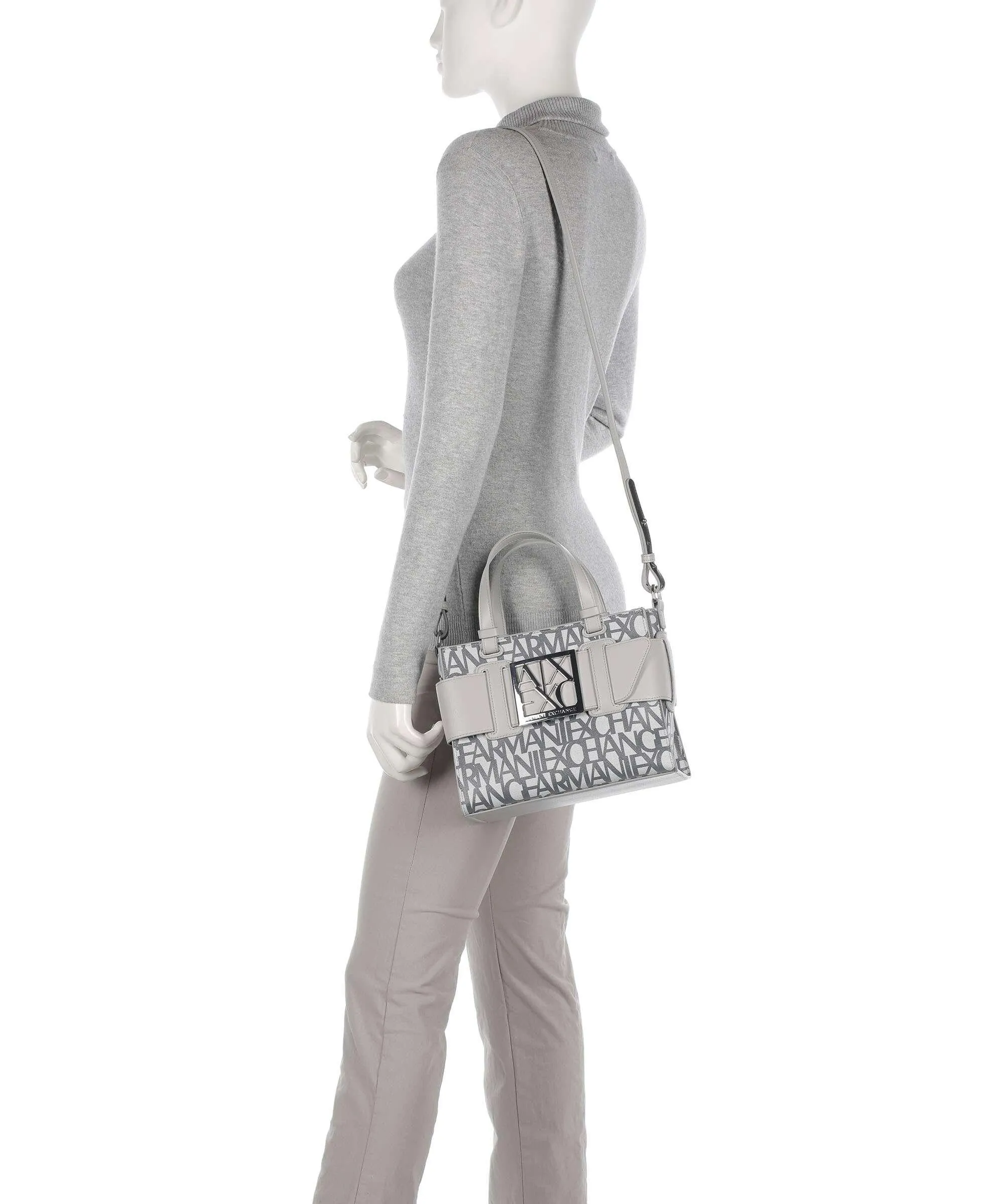  Armani Exchange Susie M Borsa a mano cotone grigio  