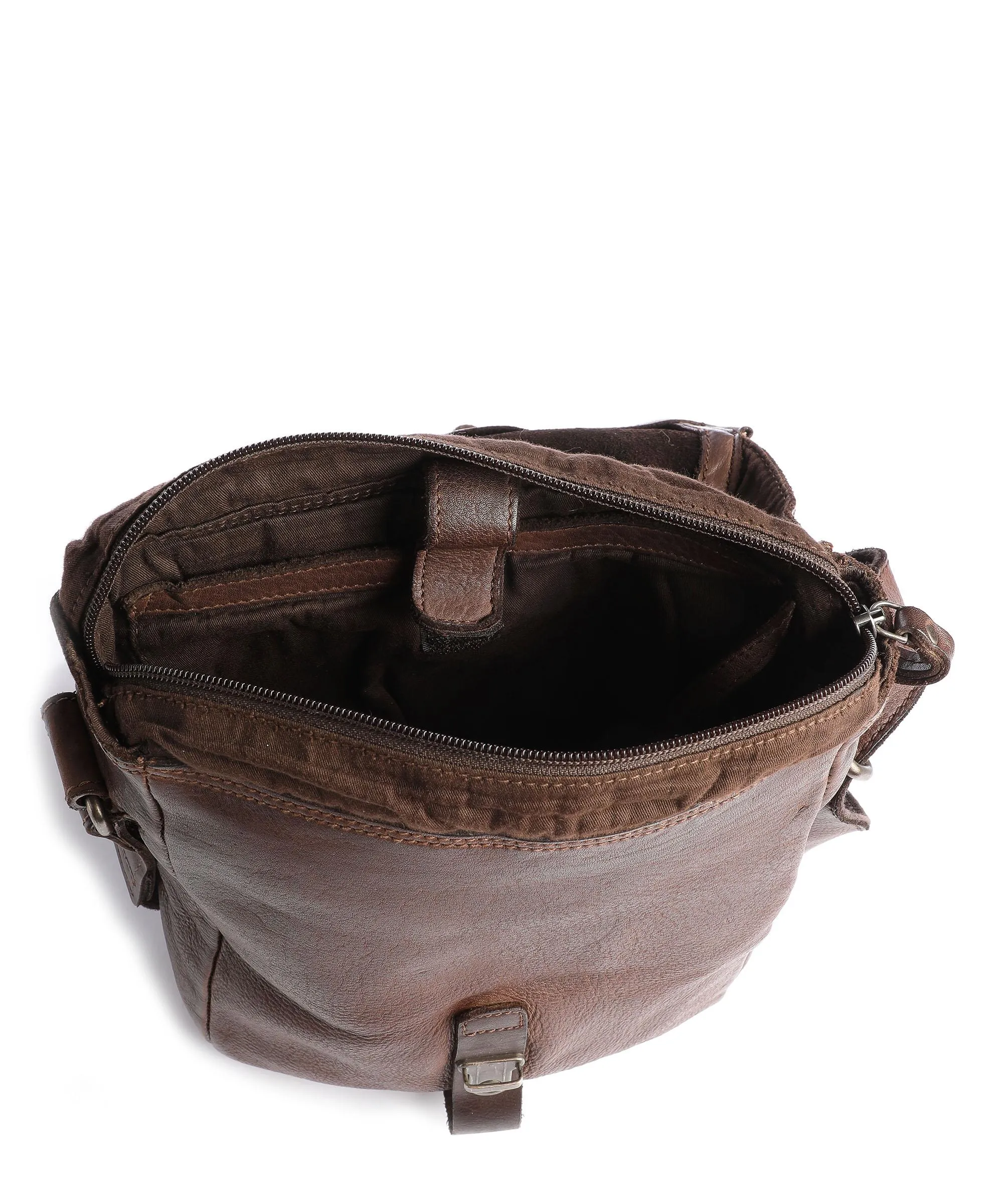 Aunts & Uncles Barbershop Goatee Borsa a tracolla pelle granulata marrone scuro  