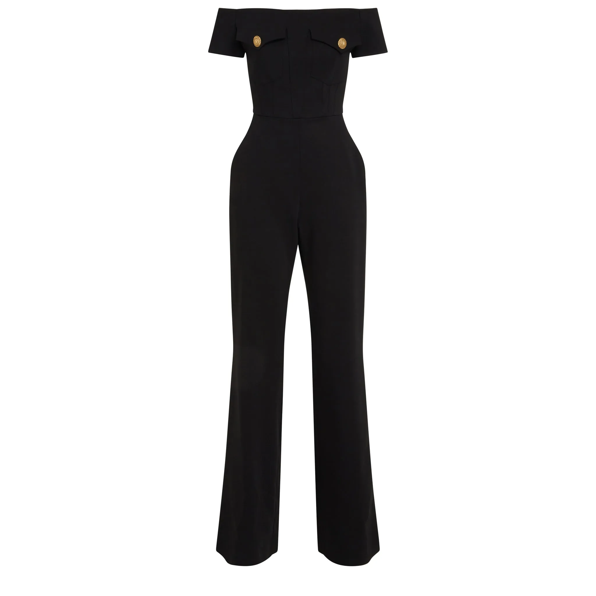 BALMAIN  Tuta in crèpe nera