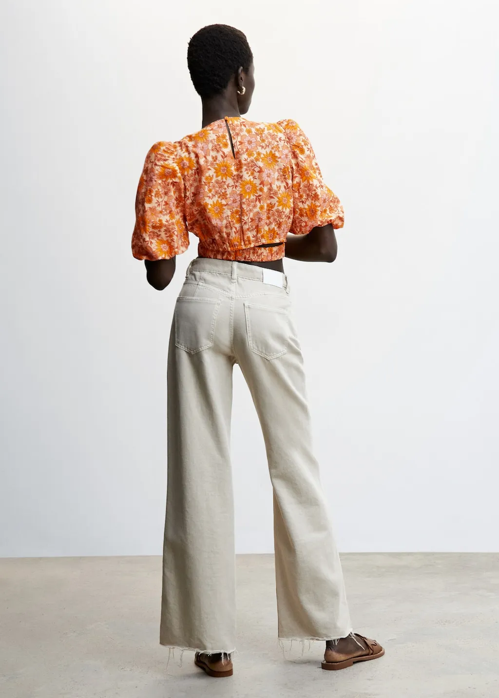 Blusa crop stampa