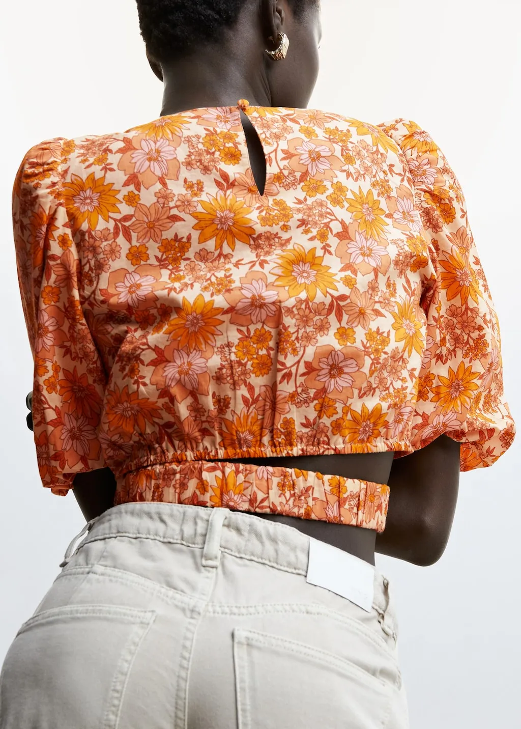 Blusa crop stampa
