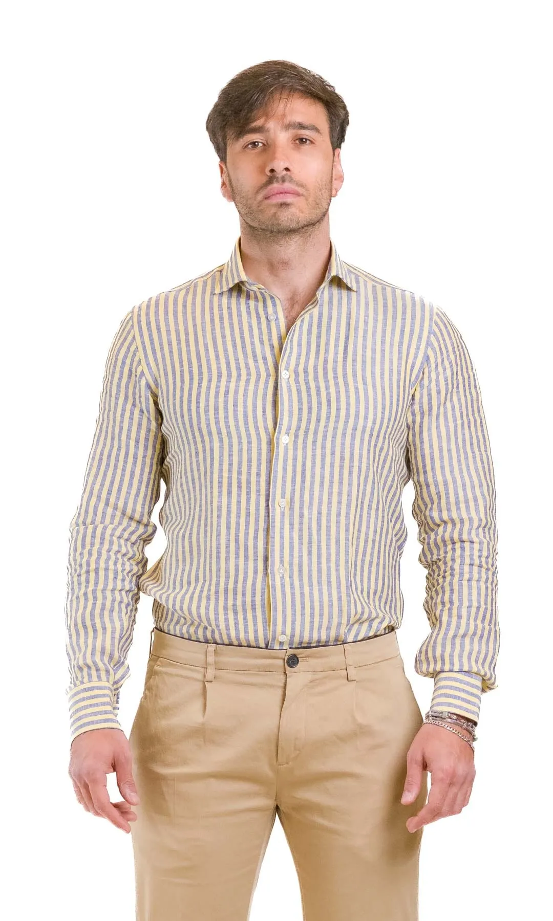 Borriello Camicia Riga Giallo