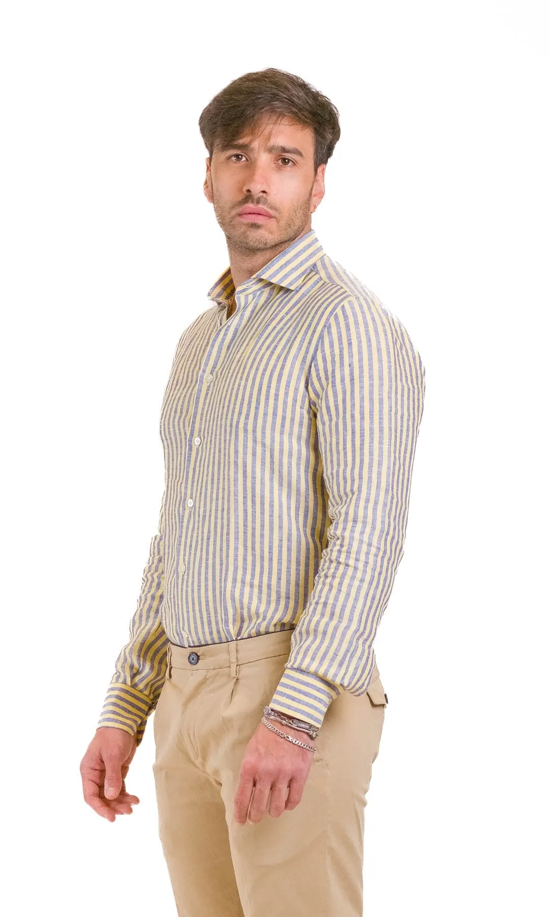 Borriello Camicia Riga Giallo