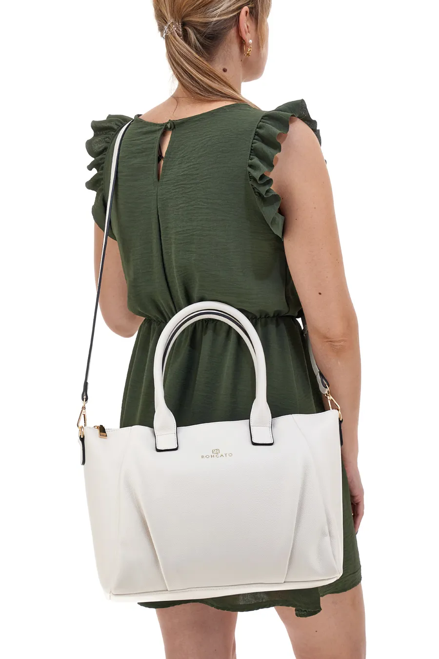 Borsa a Mano Bianca Con Tracolla Roncato R5255,582