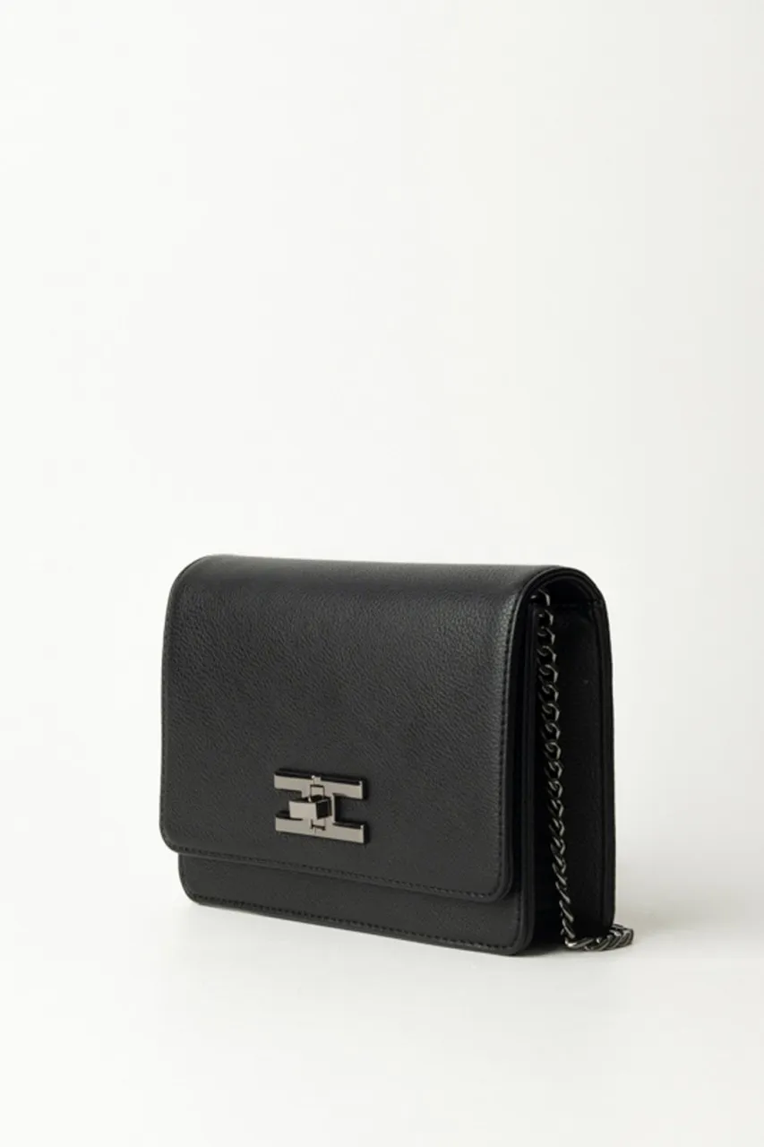 Borsa a tracolla con logo chiusura girello Nero
