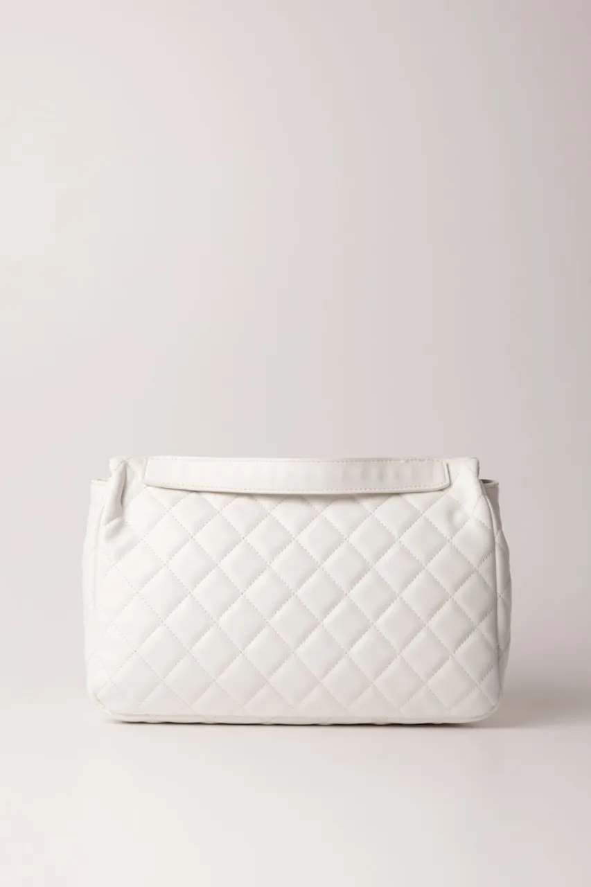 Borsa a tracolla con logo e borchie Bianco