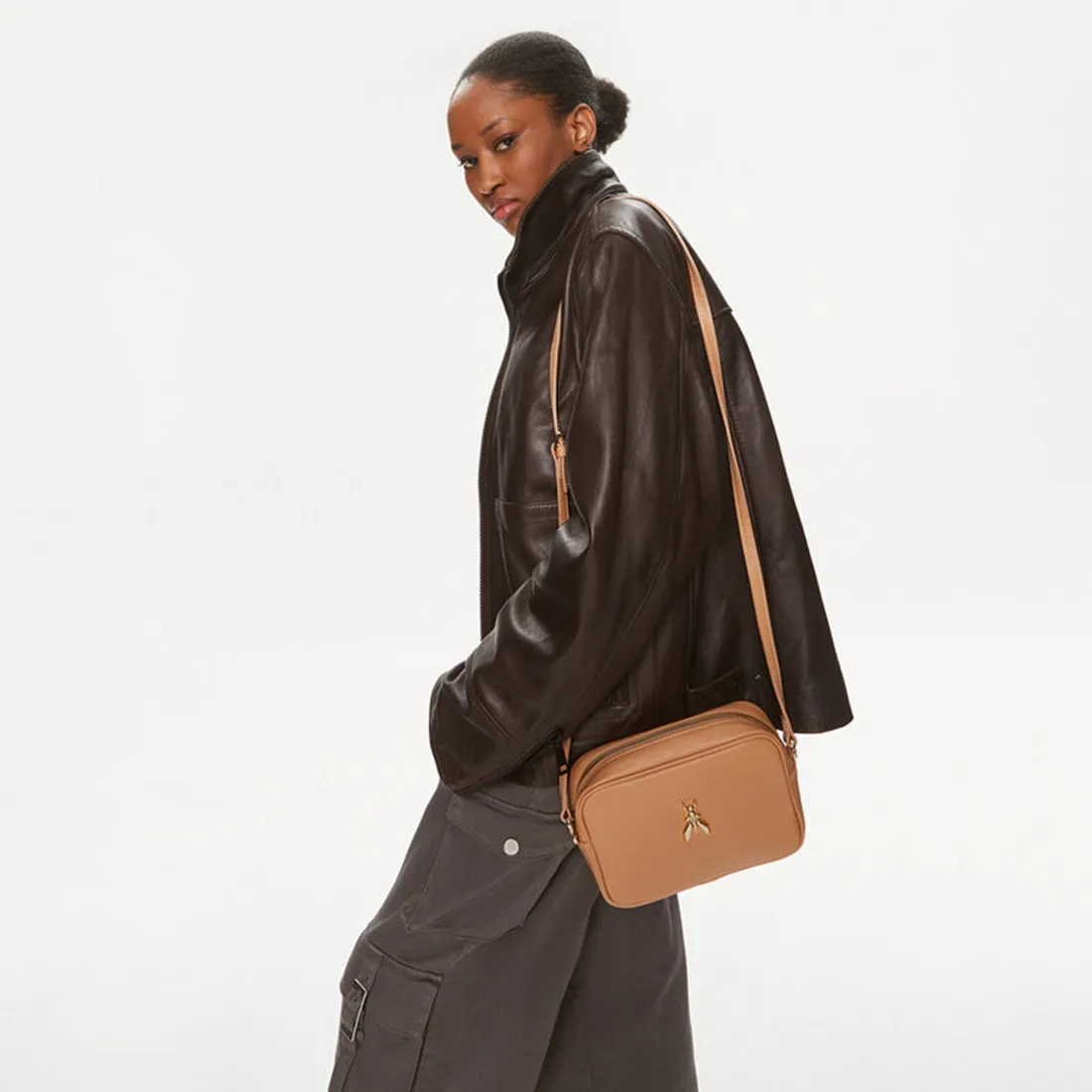 Borsa Patrizia Pepe in pelle beige a tracolla