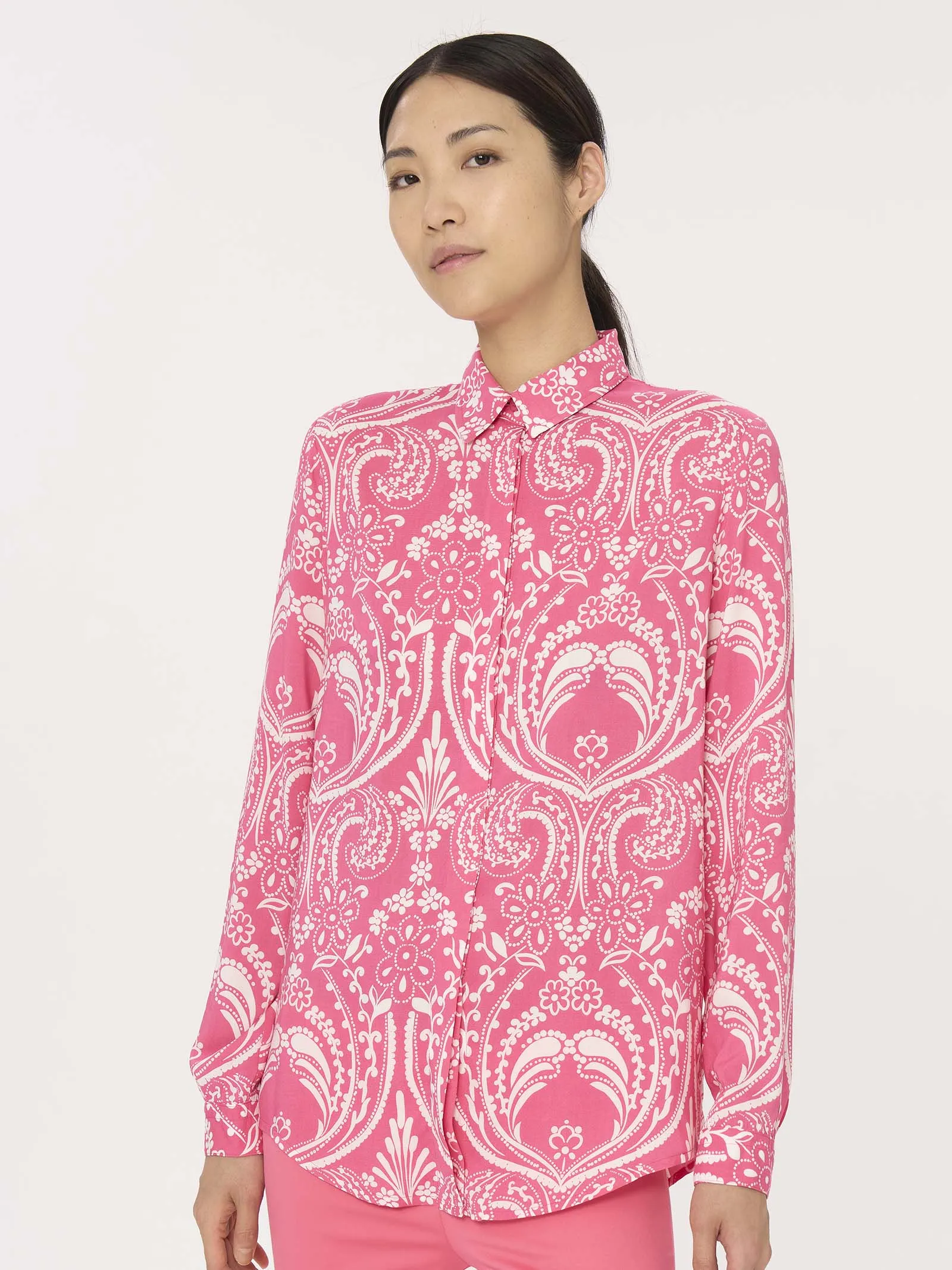 Camicia con maniche lunghe in Ecoseta - Fant.Bandana Hot Pink