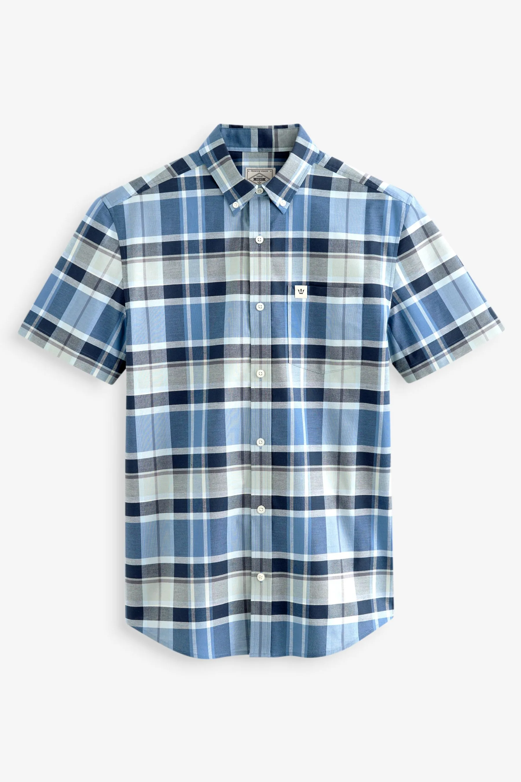 Camicia con Oxford A quadri Manica corta elasticizzata