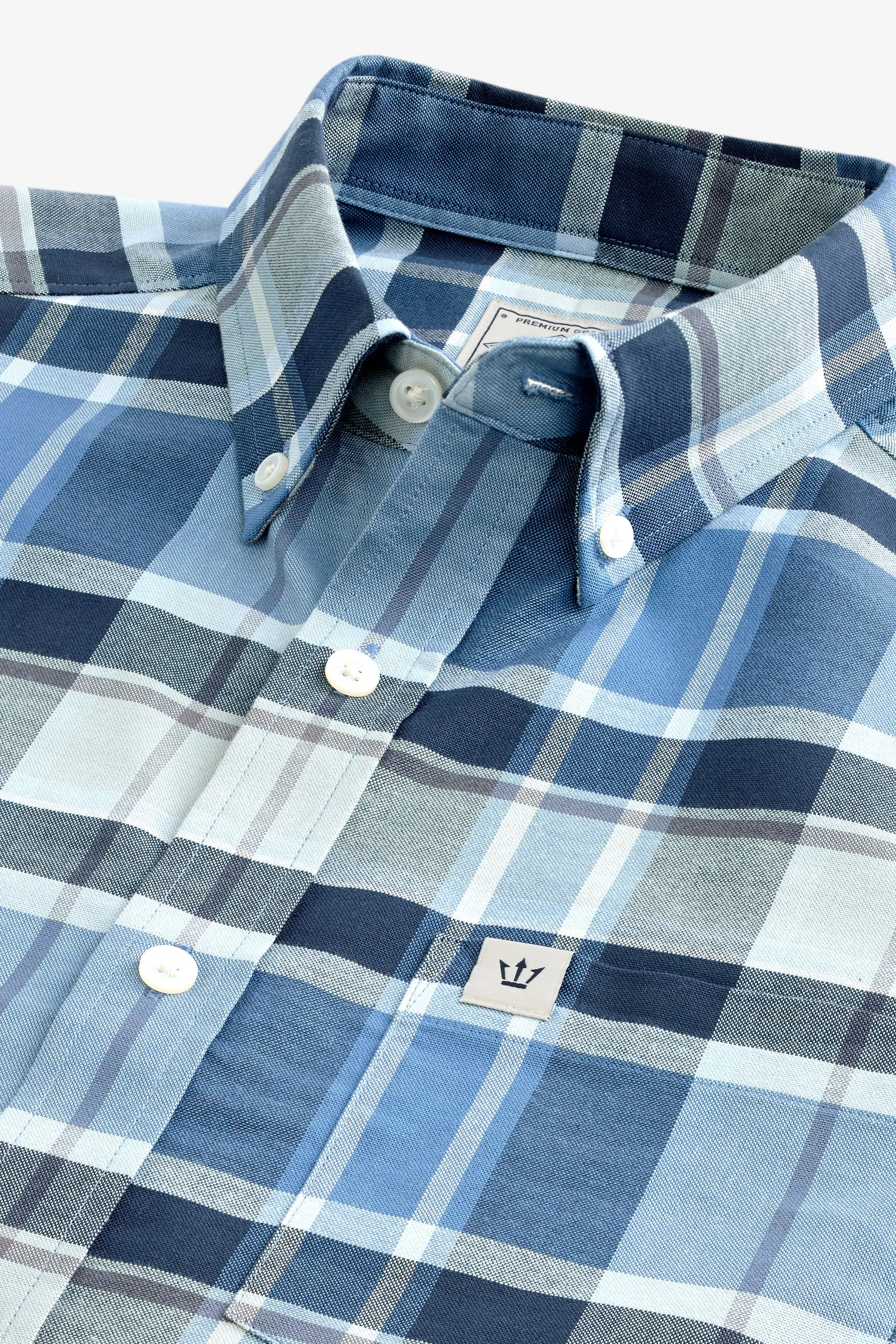 Camicia con Oxford A quadri Manica corta elasticizzata