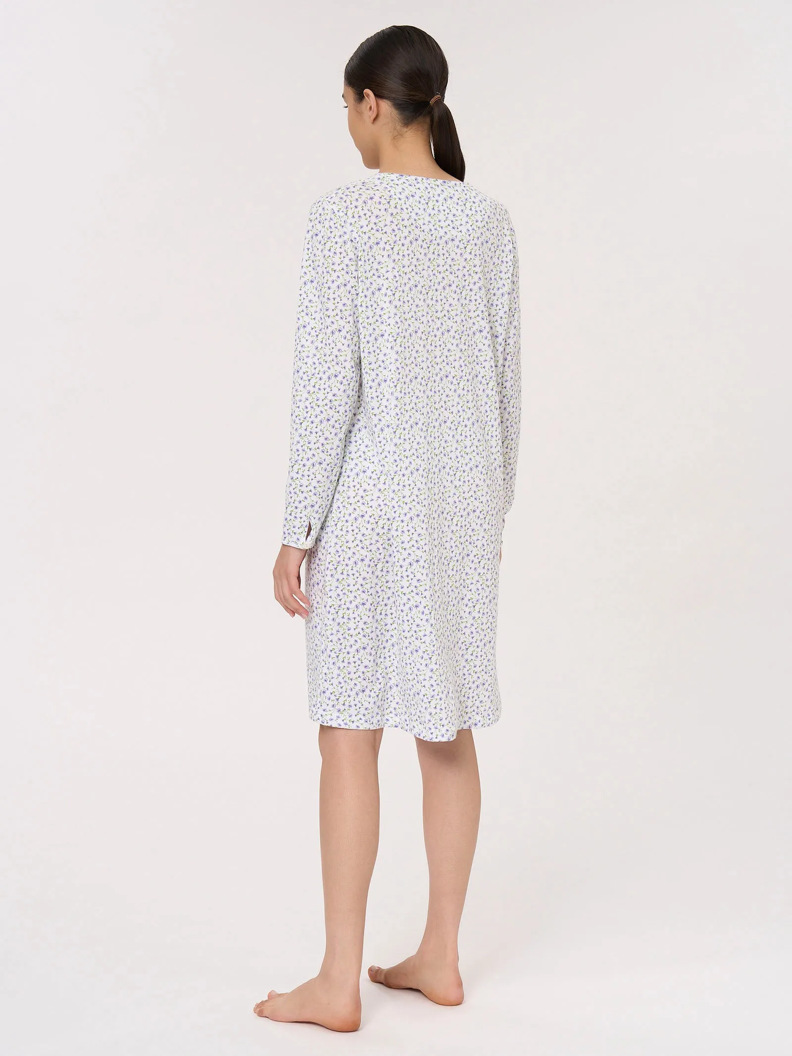 Camicia da notte aperta in Jersey di Cotone - Fant. Purple Heather