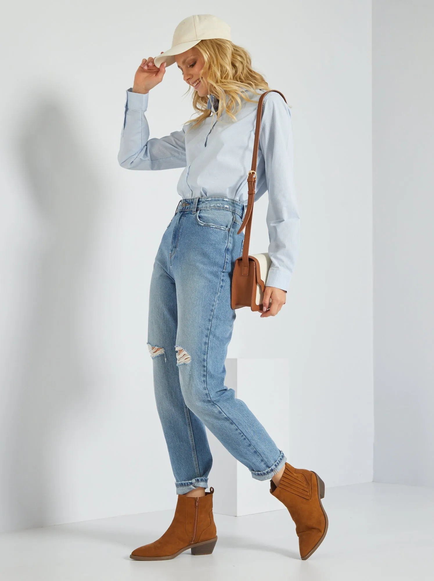 Camicia effetto fit collo italiano - BLU