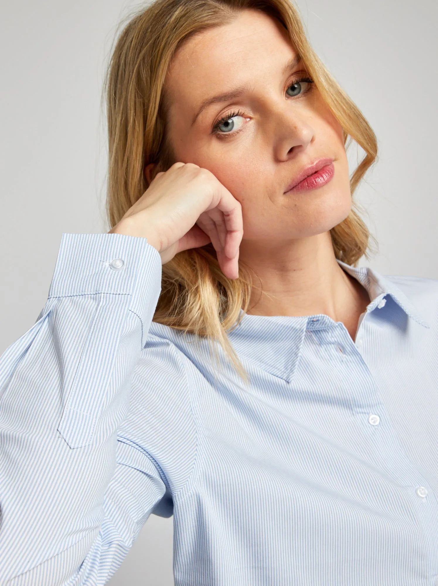 Camicia effetto fit collo italiano - BLU