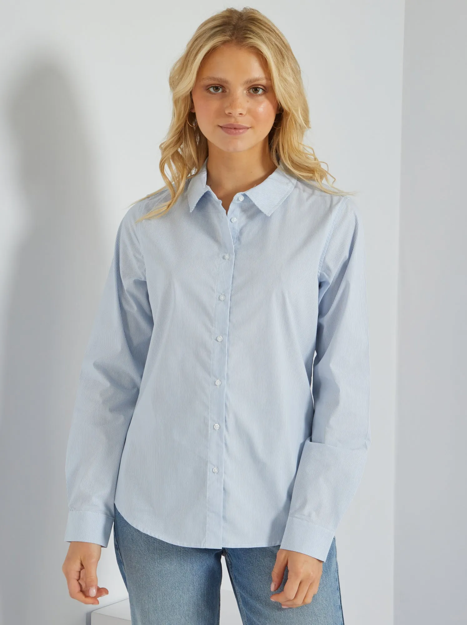 Camicia effetto fit collo italiano - BLU