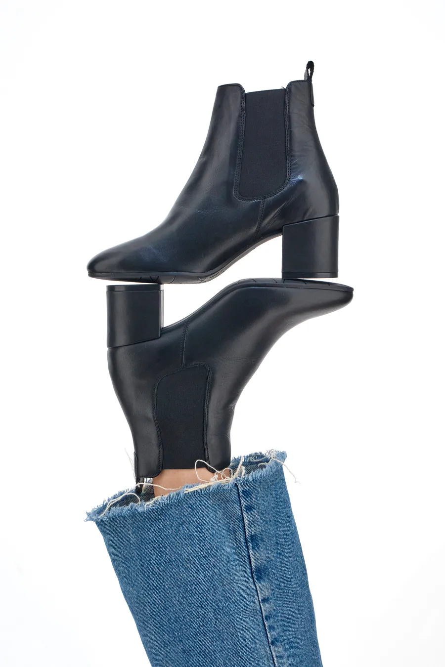 Chelsea Boots con Tacco Pittarello Glam 44225 Nero Vera Pelle