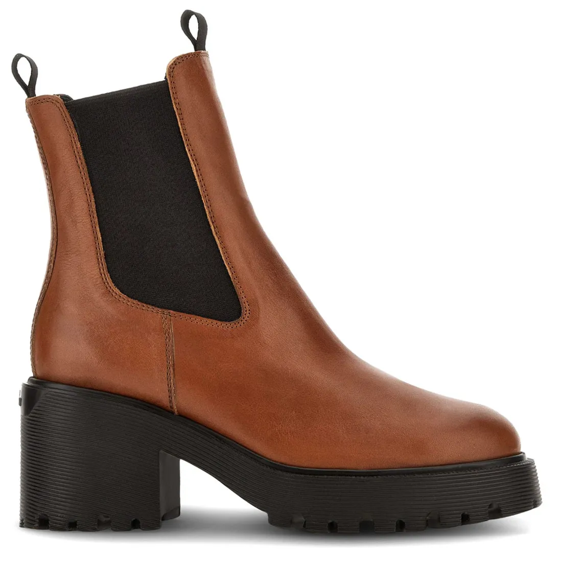 Chelsea Boots Hogan H649 in pelle marrone chiaro con tacco