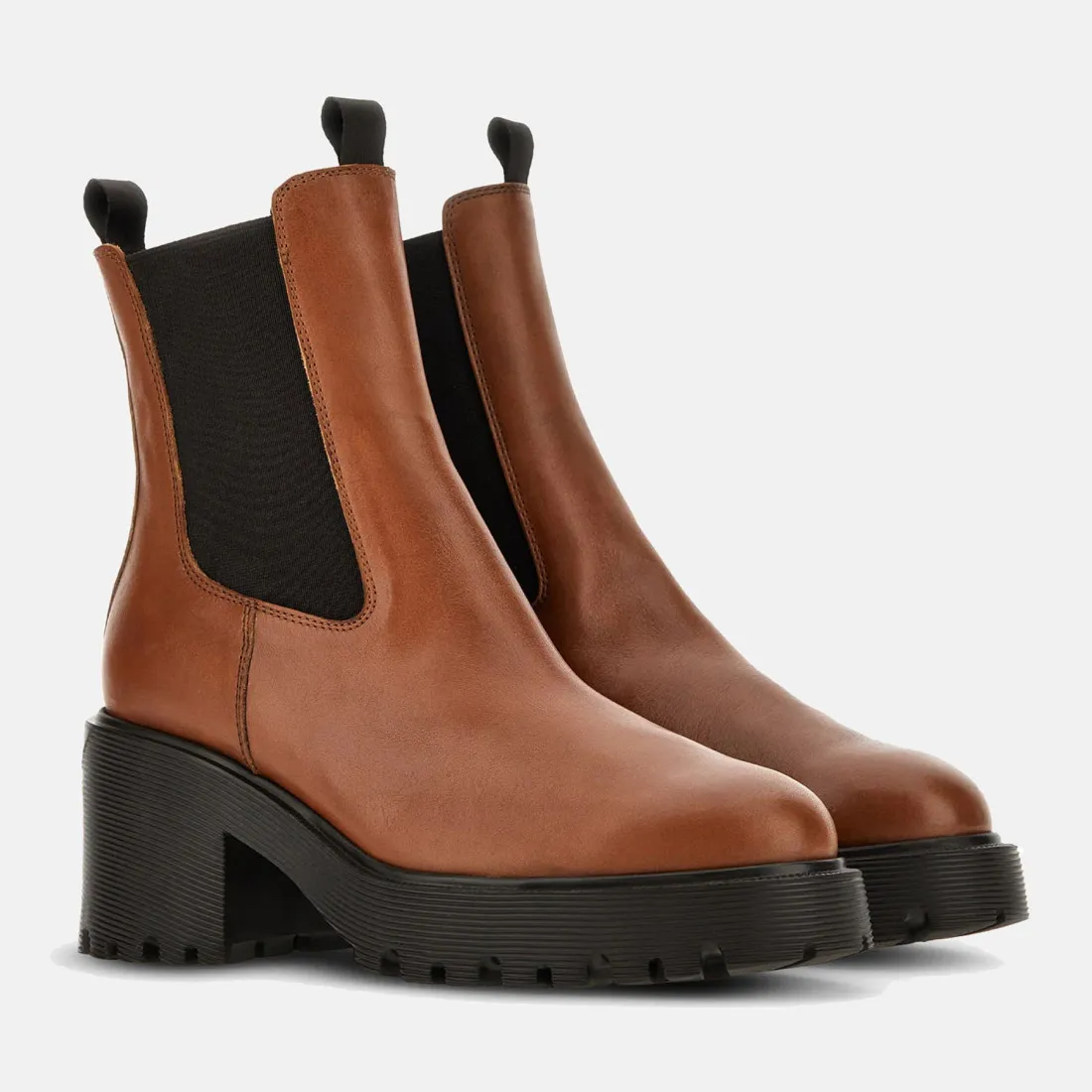 Chelsea Boots Hogan H649 in pelle marrone chiaro con tacco