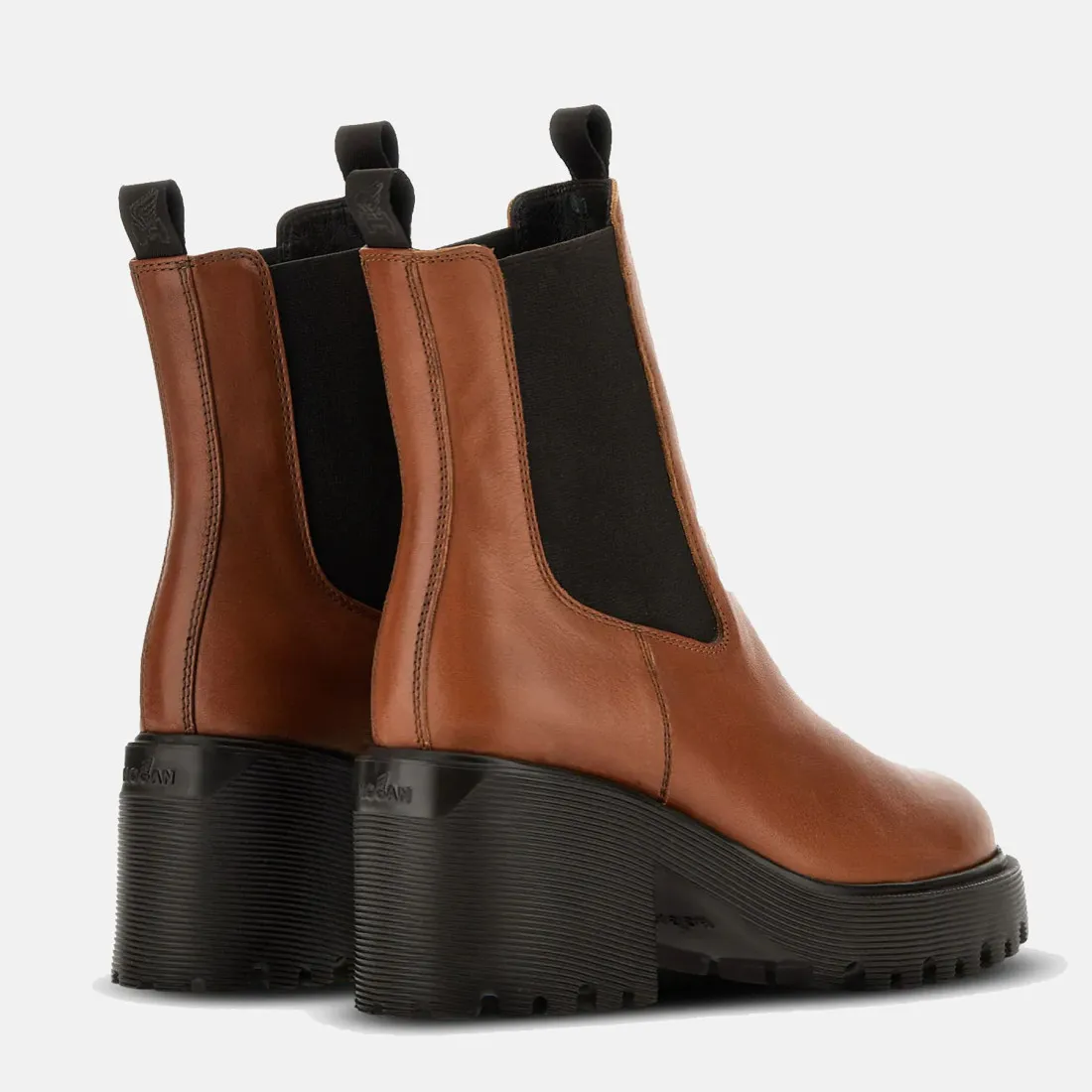 Chelsea Boots Hogan H649 in pelle marrone chiaro con tacco