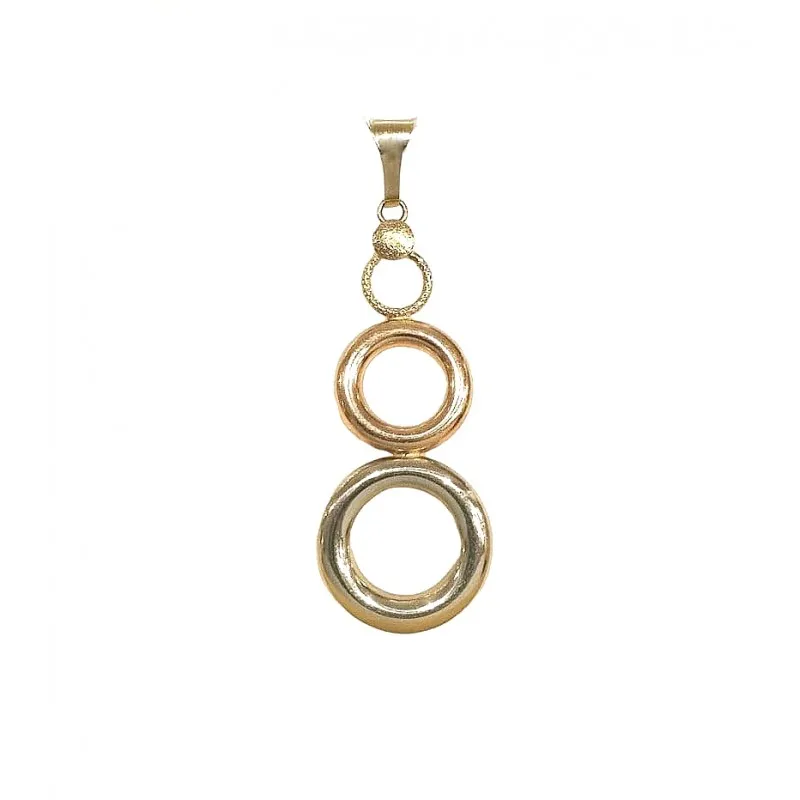 CIONDOLO IN ORO GIALLO BIANCO E ROSA 18 KT +COLLANA LACCIO OMAGGIO