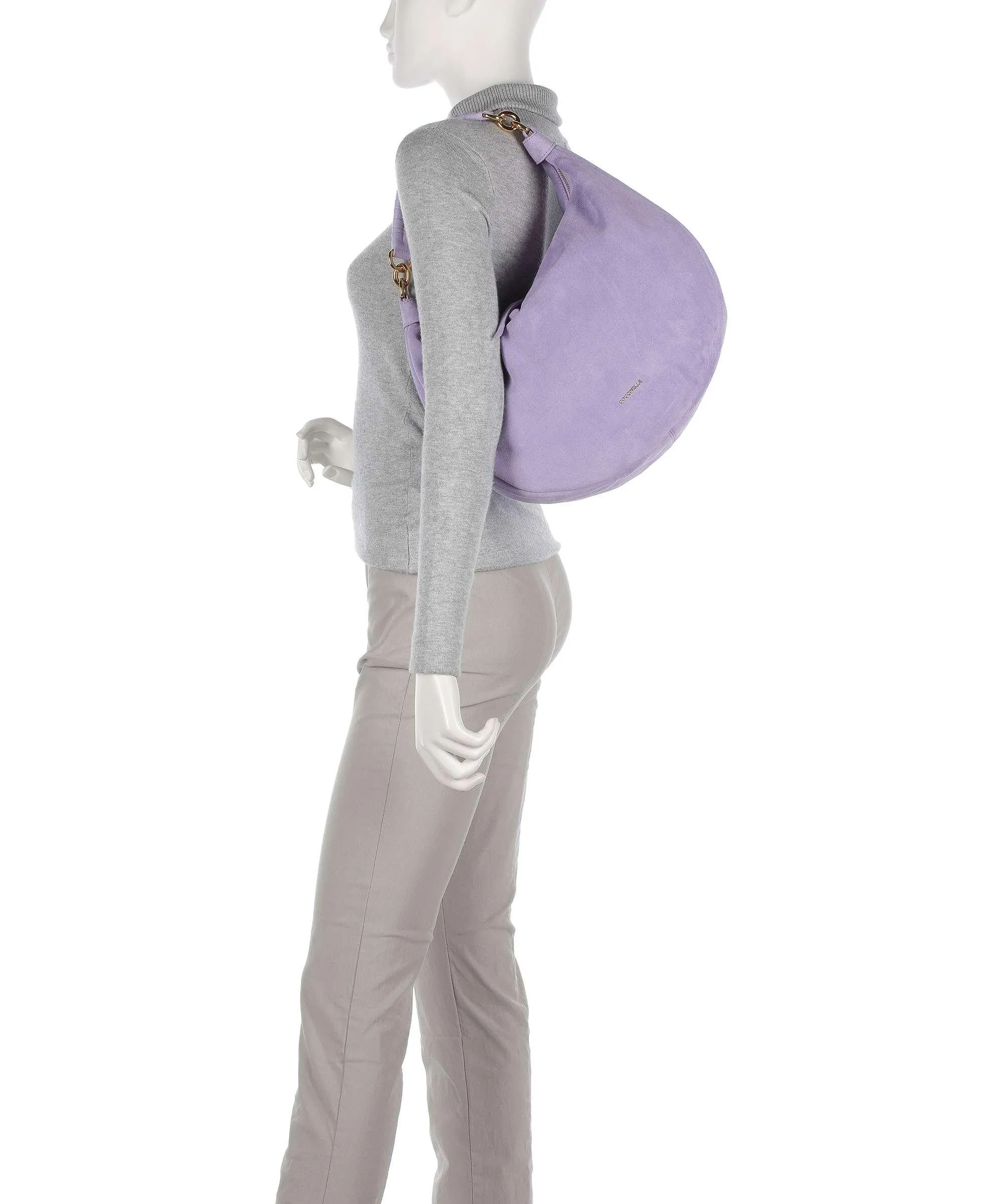  Coccinelle Maelody Suede Borsa hobo pelle ruvida viola  