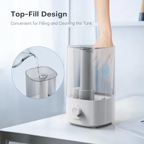 CONOPU Umidificatore Ambiente, 4L Umidificatore Ultrasuoni a Nebbia Fredda, 300ml/h Umidificatore ad Ultrasuoni e Diffusore Sile
