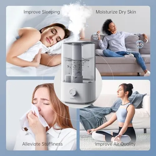 CONOPU Umidificatore Ambiente, 4L Umidificatore Ultrasuoni a Nebbia Fredda, 300ml/h Umidificatore ad Ultrasuoni e Diffusore Sile
